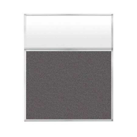 Versare Hush Panel Configurable Cubicle Partition 5' x 6' W/ Window Charcoal Gray Fabric Frosted Window 1852707